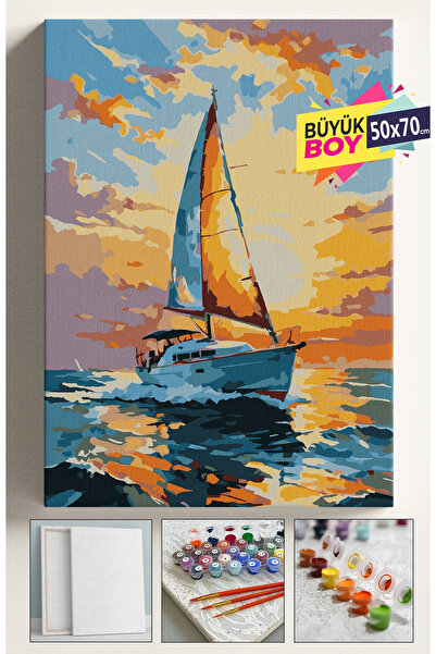 Corvo Sayılarla Boyama Seti Numaralı Tuval Fırça Boya Dahil Kasnaklı Set 50x7...