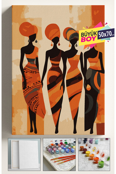 Corvo Sayılarla Boyama Seti Numaralı Tuval Fırça Boya Dahil Kasnaklı Set 50x7...