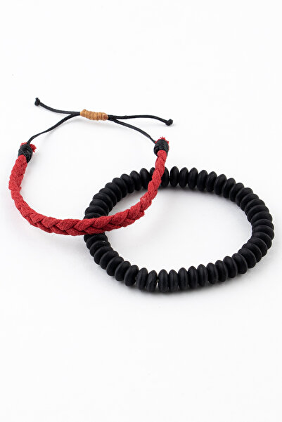 Sortie Aksesuar Adjustable Length Macrame Rope and Natural Stone Bracelet Com...