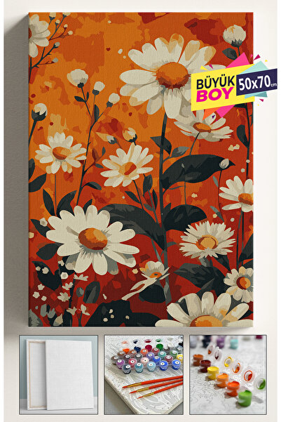 Corvo Sayılarla Boyama Seti Numaralı Tuval Fırça Boya Dahil Kasnaklı Set 50x7...