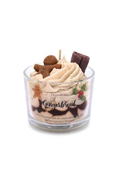 Liryo Candles Lumânare de Crăciun cu ceară de soia parfumată, 150g - Turtă dulce, cadou de Crăciun