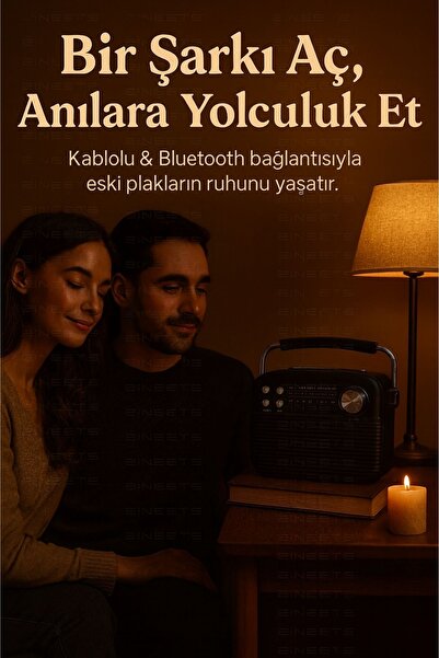 Zineets Nostaljik Radyo Fm Ahşap Görünümlü Bluetooth Hoparlör Ahşap Renk Vintage Işıklı Usb Sd