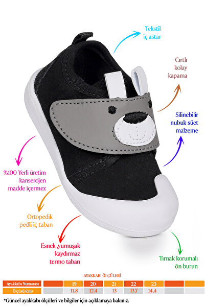 Kiko Kids Winni Velcro Baby Girl First Step Orthopedic Daily Shoes