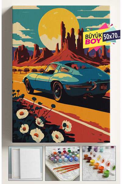 Corvo Sayılarla Boyama Seti Numaralı Tuval Fırça Boya Dahil Kasnaklı Set 50x7...