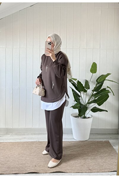 Mira İpek Double Premium Fabric Pearl Suit Hijab Double Suit Double Face Fabric Shawl with Gift