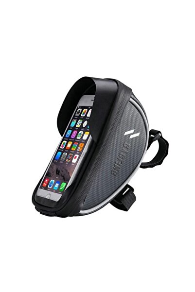 OEM Waterproof bicycle pouch with phone mount and touchscreen, black