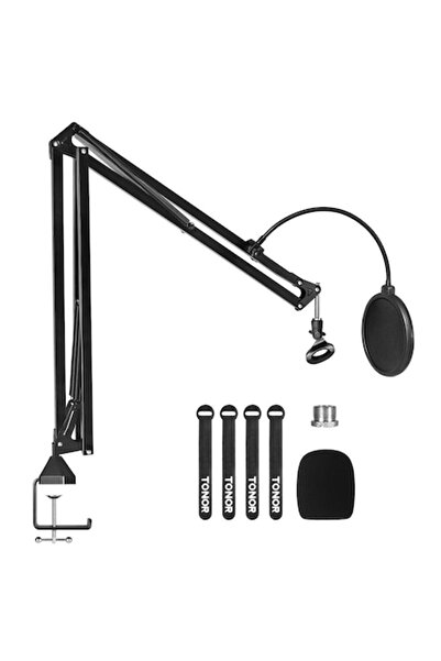 TONOR T30 Professional Desk Microphone Boom Arm - 360° Adjustable, Pop Filter, 3/8''-5/8'' Adapter,