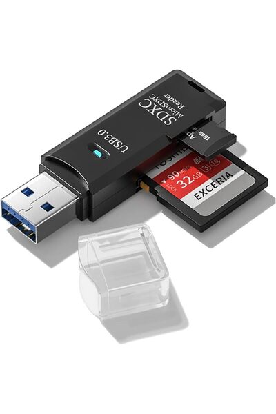 Anunnaki USB 3.0 2‑in‑1 SD TF Kart Okuyucu & Dönüştürücü Hub Veri Aktarıcı Ad...