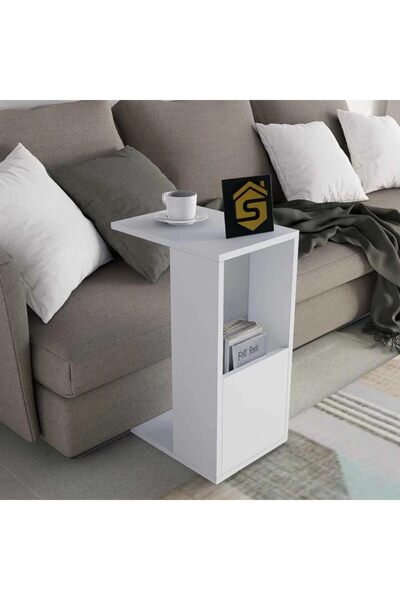 Stylish Home White serving table with wheels