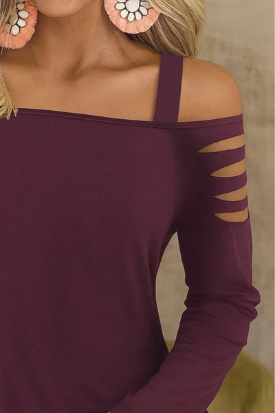 ARONA Mdb Women's Long Laser Cut Detailed Strap Viscose Two Thread Blouse