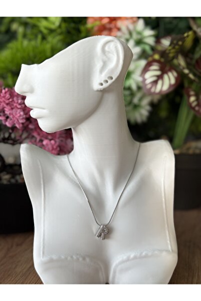 B & S Zirkon Taşlı R Harfli Çelik Kolye