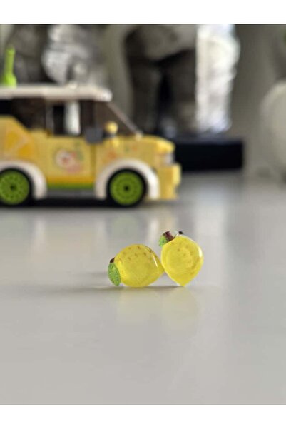 AyShope Antialerjik Şeffaf Uçlu Bioplast Limon Desenli Silikon Küpe Bir Çift