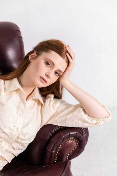 By Mare Style Carolie-Organic Cotton Cut-Out Belly Beige Midi Length Brode Dress