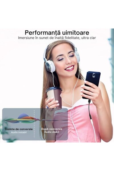 CR glamour AND STYLE Adaptor audio de 3,5 mm la USB-C, 12 cm, albastru celestial