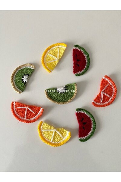 Petek Collection تطريزات على شكل فواكه - البطيخ، الكيوي، الليمون، البرتقال (عبوة من 8 قطع) 5×3 سم
