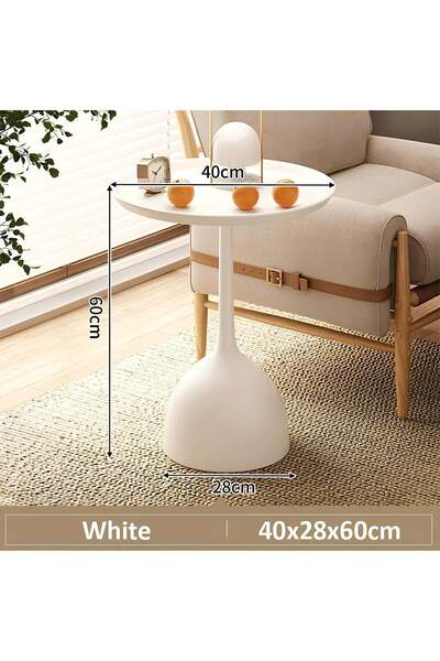 Taimi Modern Design Metal Coffee Table, Sofa Side Table, Waterproof & Rustproof, White- 60H x 40W x 28D cm
