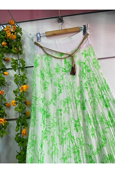 edu collection Patterned Chiffon Boho A-Line Skirt with Lining