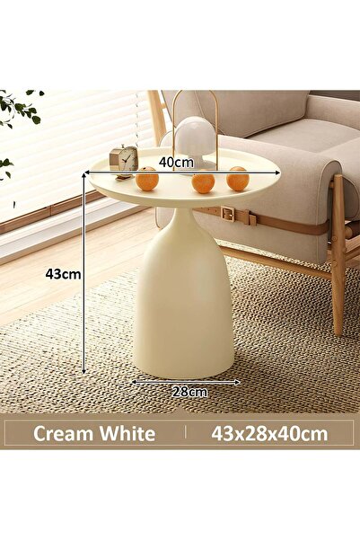 Taimi طاولة قهوة معدنية بتصميم عصري - طاولة جانبية للأريكة، مقاومة للماء والصدأ - 43 × 40 سم - أبيض كريمي