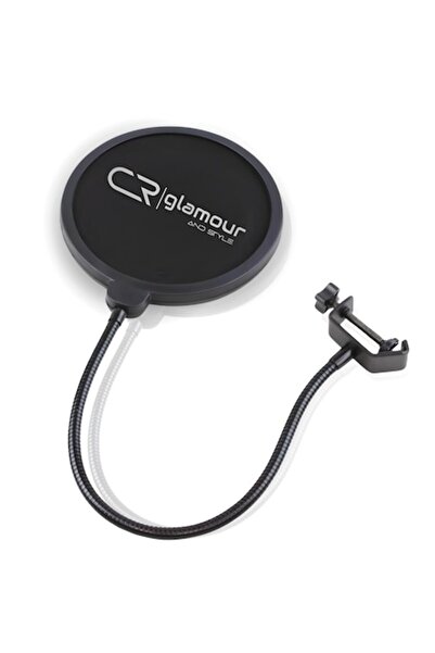 CR glamour AND STYLE Filtru Pop pentru microfon profesional, gât de lebădă flexibil la 360°, gât metalic, negru+gri