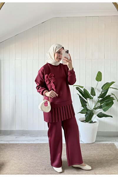 Mira İpek Premium Fabric Pleated Scuba Double Hijab Set with Shawl Gift