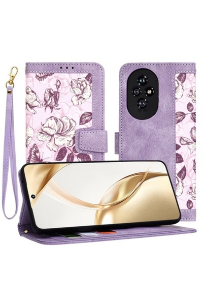 Petite Tuds Carcasă de înaltă protecție pentru Honor 200, B18, piele PU, culoare violet misterios