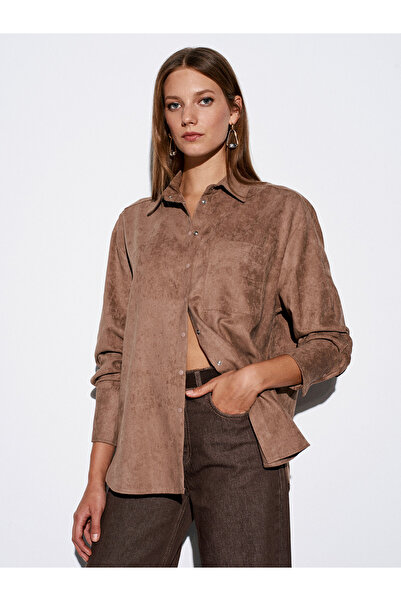 Dilvin 50524 oversized Πουκάμισο σουέτ-μινκ