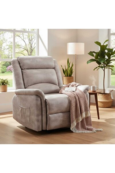 NZONE STORE كرسي استرخاء فاخر قابل للإمالة بلون بيج