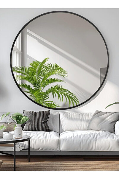 Taimi مرآة كبيرة جدًا بتصميم أنيق 90 سم - للمكياج، غرفة الملابس، غرفة القيادة، الديكور، لون أسود