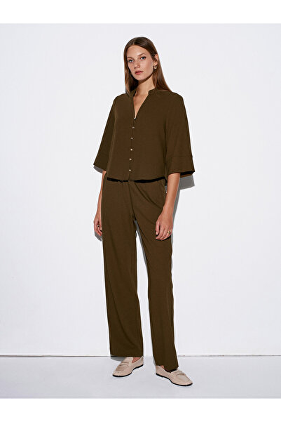 Dilvin 72195 Elastic Waist Casual Pants-Green