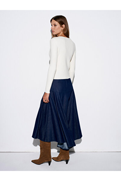 Dilvin 10819 Wool Blend Thin Knitwear-Ecru