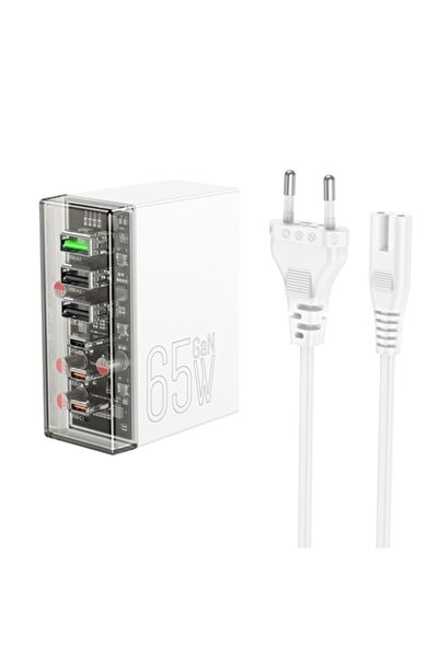 Hoco 3x USB, 3x Încărcător tip C - Alb