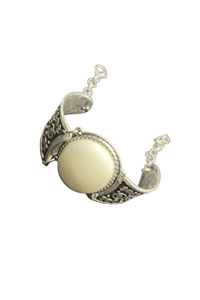 FM White Stone Silver Color Ethnic Cast Plated Bijouterie Bracelet |   Adjust...