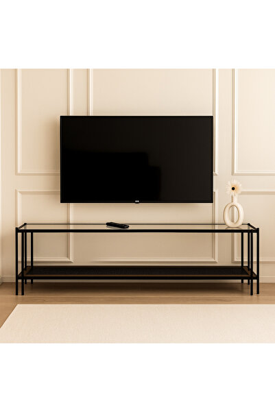 terndat طاولة بلازما دورين خشب بني سطح زجاج شفاف مقاس 180 سم - بتصميم فاخر وأنيق