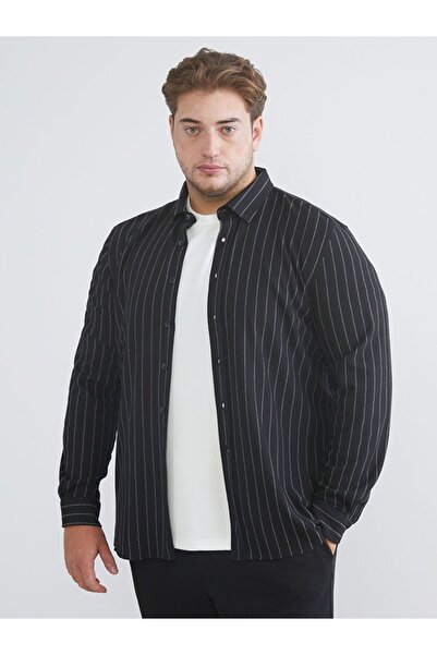 LC Waikiki Lcw Vision Large Size Slim Fit Long Sleeve Striped Men's Shirt