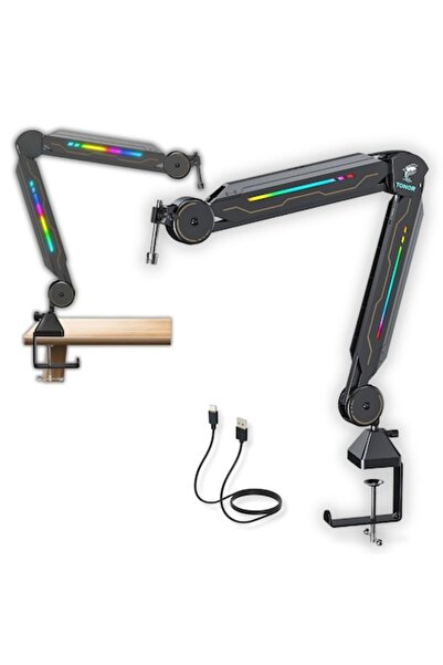 TONOR T90 Professional RGB Microphone Boom Arm (11 RGB Modes, 360° Adjustable, 5/8'' Mount, Support