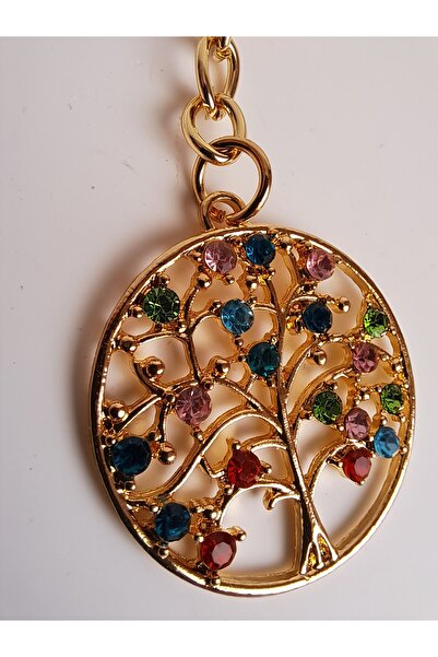 BHR AKSESUAR Breloc cu piatră de zirconiu auriu Arborele vieții (9 cm)