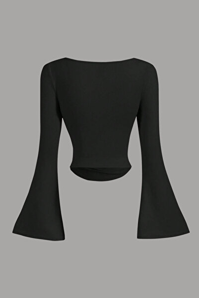 Tarz Cool Γυναικεία μπλούζα με μακρύ ισπανικό μανίκι ελαστικό ύφασμα ντραπέ