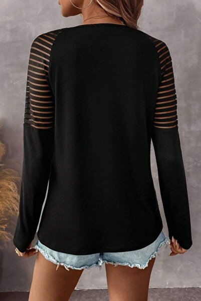 Mossta Long Sleeve Zippered Viscose Blouse - Black