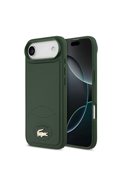 Lacoste iPhone 17 Air Uyumlu Kılıf Lisanslı M-safe Şarj Özellikli PU Deri Met...