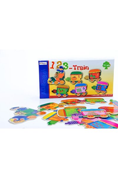 ALİBEİBEİ Puzzle din lemn cu trenuleț cu numere, Alibeibei, 29 de piese