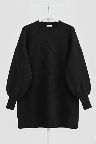 Kirazgym Baklava Fitil Desen Yumoş Pulover tricotat cu tunica din fire moale