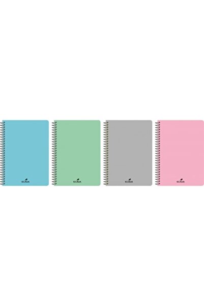 Ecada Set of 4 A4 notebooks, 80 sheets, spiral dictation, plastic cover -