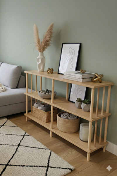 PEKA Dresuar Dekoratif Raflı Kahve Köşesi Konsol Ahşap Ayaklı Modern Çok Amaçlı Raf