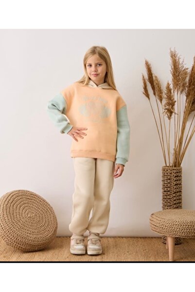 Cichild Girl's Hooded Glitter Sweatshirts Elastic Waist Lace-Up Pocket Three-Piece Thick Tracksuit Set