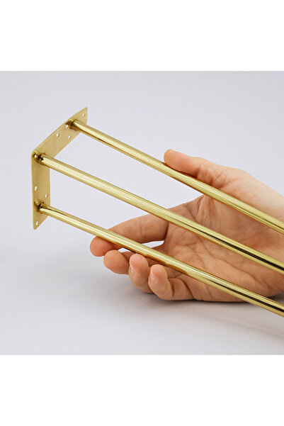 Badem10 Martı Gold Gold 4-Piece Set Metal Coffee Table Table Leg 41 cm Single Furniture Support Riser Leg Model