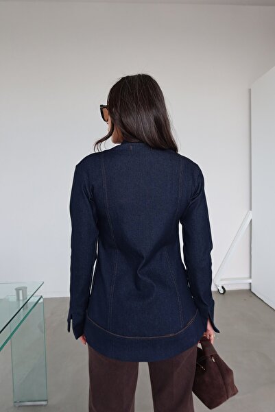 Özge Özgenç Τζιν μπουφάν με βάτα τεμάχια στους ώμους