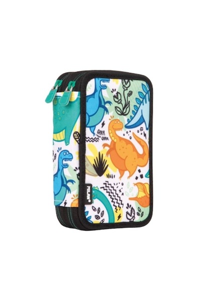 Milan Dino equipped pencil case with 2 zippers