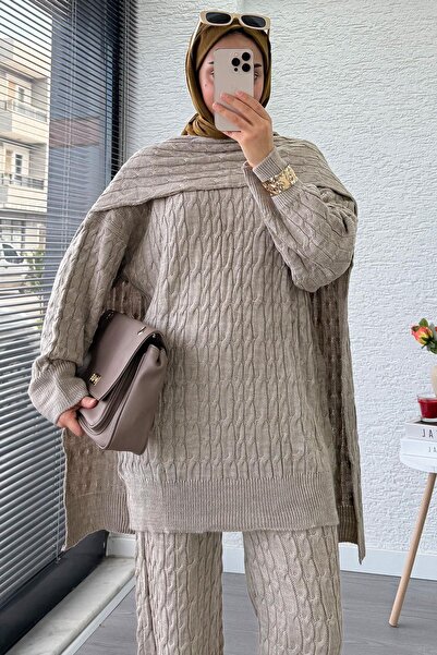 MELEK ARAZ Set de tricotaje pentru femei cu model de tricotat premium cu deta...