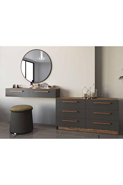 Stylish Home تسريحة غرفة نوم مودرن كبيرة رمادي وبني - TS03