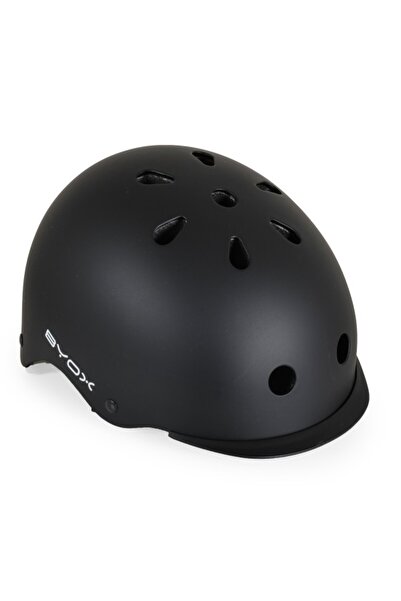 byox Cască Y09 pentru copii și adolescenți, neagră, mărimea M (54–58 cm), 11 orificii de ventilație și LED